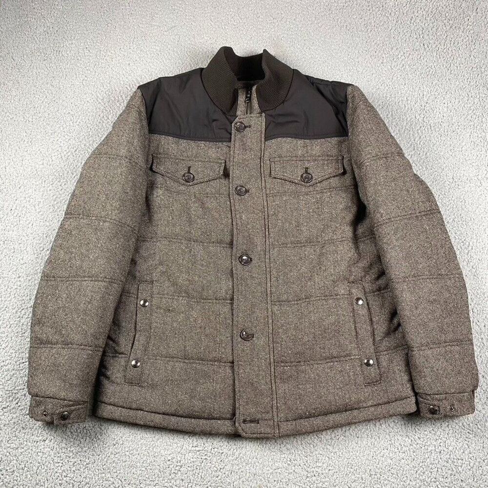 Banana Republic Quilted Tweeded Puffer Jacket Men's Large Wool Nylon Blend